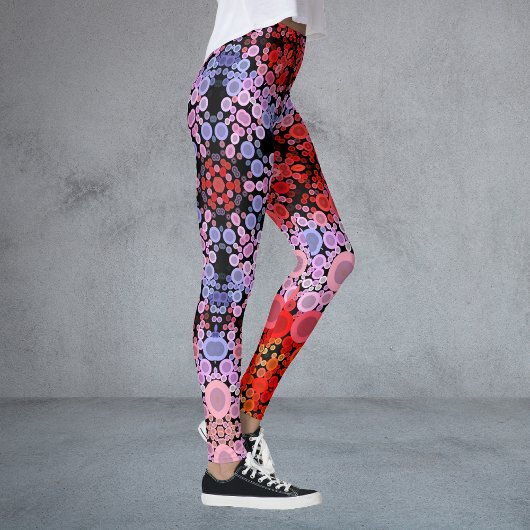 Dot Mandala Blume Blau Rot und Rosa Leggings