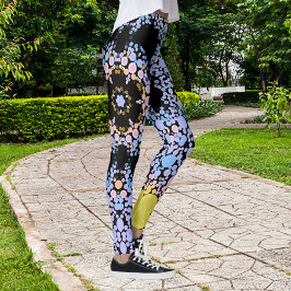 Dot Mandala Blume Blau und Gelb Leggings