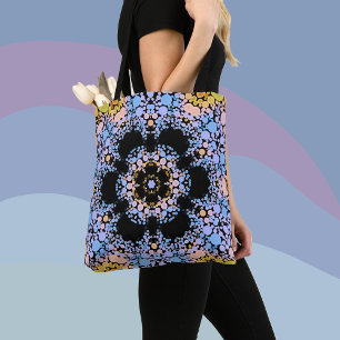 Dot Mandala Blume Blau und Gelb Tasche