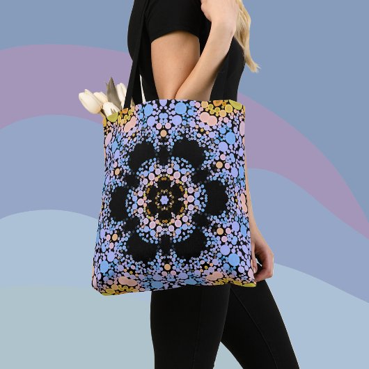 Dot Mandala Blume Blau und Gelb Tasche