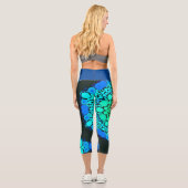 Dot Mandala Blume Blau und Grün Capri Leggings (Rückseite)