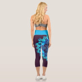 Dot Mandala Blume Blau und Lila Capri Leggings (Rückseite)