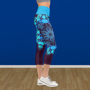 Dot Mandala Blume Blau und Lila Capri Leggings