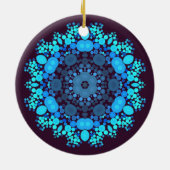Dot Mandala Blume Blau und Lila Keramik Ornament (Hinten)