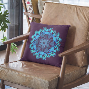 Dot Mandala Blume Blau und Lila Kissen
