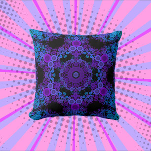 Dot Mandala Blume Blau und Lila Kissen