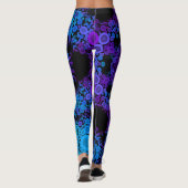 Dot Mandala Blume Blau und Lila Leggings (Rückseite)