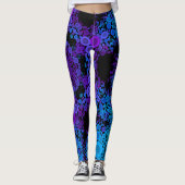 Dot Mandala Blume Blau und Lila Leggings (Vorderseite)