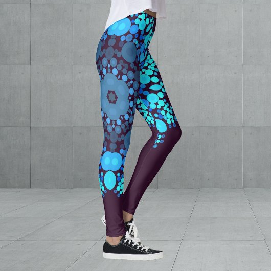 Dot Mandala Blume Blau und Lila Leggings