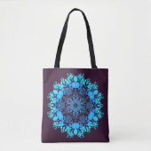 Dot Mandala Blume Blau und Lila Tasche (Vorderseite)