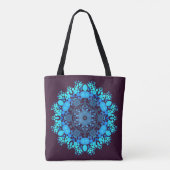Dot Mandala Blume Blau und Lila Tasche (Rückseite)