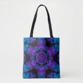 Dot Mandala Blume Blau und Lila Tasche (Vorderseite)