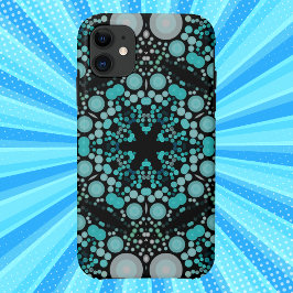 Dot Mandala Blume Blue Green und Grau Case-Mate iPhone Hülle