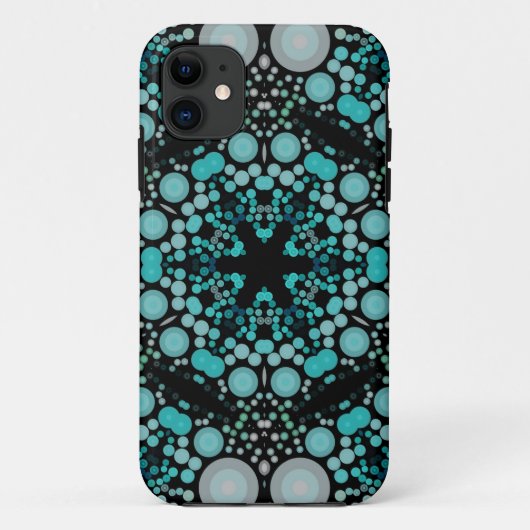 Dot Mandala Blume Blue Green und Grau Case-Mate iPhone Hülle (Rückseite)