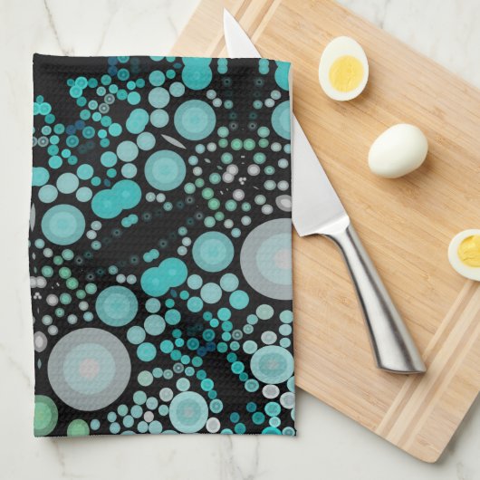 Dot Mandala Blume Blue Green und Grau Geschirrtuch (Viertel Falte)