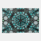 Dot Mandala Blume Blue Green und Grau Geschirrtuch (Horizontal)