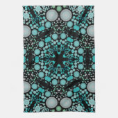 Dot Mandala Blume Blue Green und Grau Geschirrtuch (Vertikal)