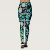 Dot Mandala Blume Blue Green und Grau Leggings (Rückseite)