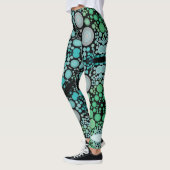Dot Mandala Blume Blue Green und Grau Leggings (Links)