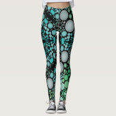 Dot Mandala Blume Blue Green und Grau Leggings (Vorderseite)