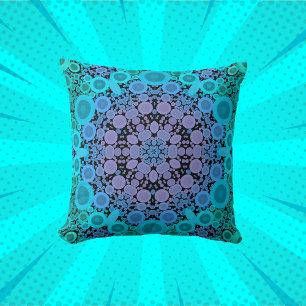 Dot Mandala Blume Blue Green und Lila Kissen