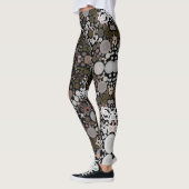Dot Mandala Blume Braun und Weiß Leggings (Links)