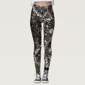 Dot Mandala Blume Braun und Weiß Leggings (Vorderseite)