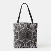 Dot Mandala Blume Braun und Weiß Tasche (Rückseite)