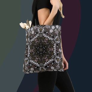 Dot Mandala Blume Braun und Weiß Tasche