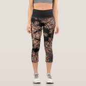 Dot Mandala Blume Brown und Grau Capri Leggings (Vorderseite)