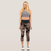 Dot Mandala Blume Brown und Grau Capri Leggings (Vorderseite)