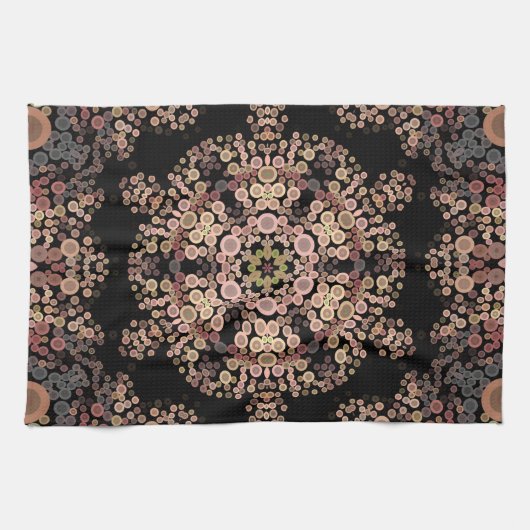 Dot Mandala Blume Brown und Grau Geschirrtuch (Horizontal)
