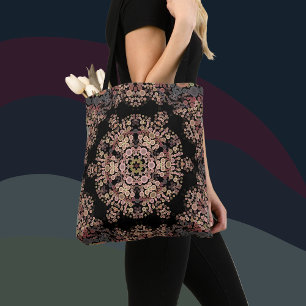 Dot Mandala Blume Brown und Grau Tasche