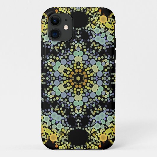 Dot Mandala Blume Gelb Blau und Grau Case-Mate iPhone Hülle (Rückseite)