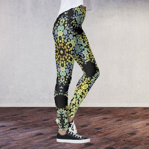 Dot Mandala Blume Gelb Blau und Grau Leggings