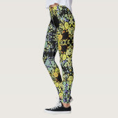 Dot Mandala Blume Gelb Blau und Grau Leggings (Links)