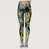 Dot Mandala Blume Gelb Blau und Grau Leggings (Vorderseite)