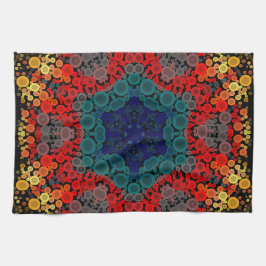Dot Mandala Blume Gelb Blau und Rot Geschirrtuch