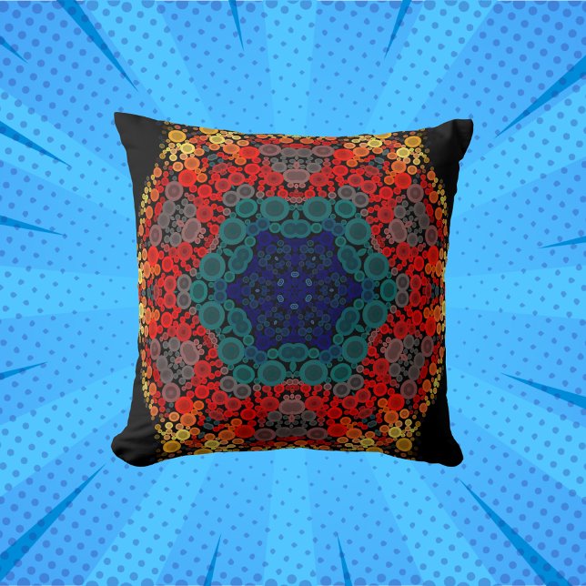 Dot Mandala Blume Gelb Blau und Rot Kissen (Von Creator hochgeladen)