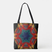 Dot Mandala Blume Gelb Blau und Rot Tasche (Rückseite)