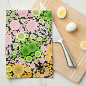 Dot Mandala Blume Gelb Grün und Rosa Geschirrtuch (Viertel Falte)