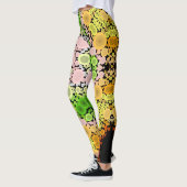 Dot Mandala Blume Gelb Grün und Rosa Leggings (Links)