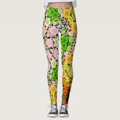 Dot Mandala Blume Gelb Grün und Rosa Leggings (Vorderseite)