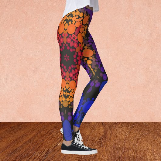 Dot Mandala Blume Gelb Lila und blau Leggings