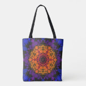 Dot Mandala Blume Gelb Lila und blau Tasche (Rückseite)