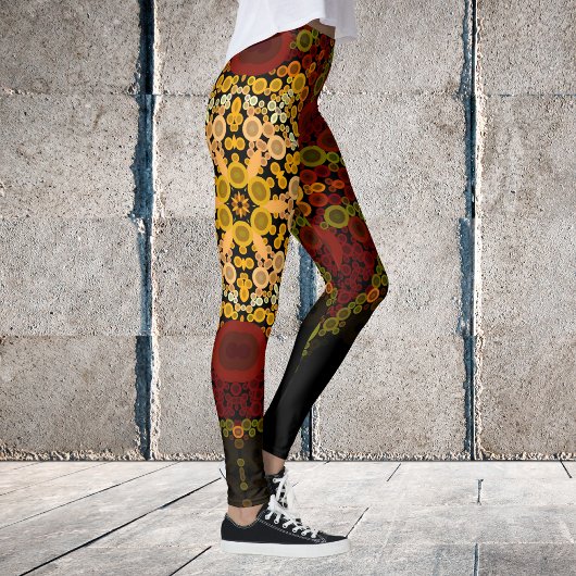Dot Mandala Blume Gelb rot und schwarz Leggings