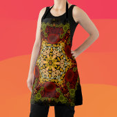 Dot Mandala Blume Gelb rot und schwarz Schürze