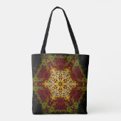 Dot Mandala Blume Gelb rot und schwarz Tasche (Rückseite)