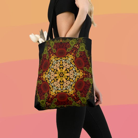 Dot Mandala Blume Gelb rot und schwarz Tasche