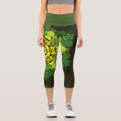 Dot Mandala Blume Gelb und Grün Capri Leggings (Vorderseite)
